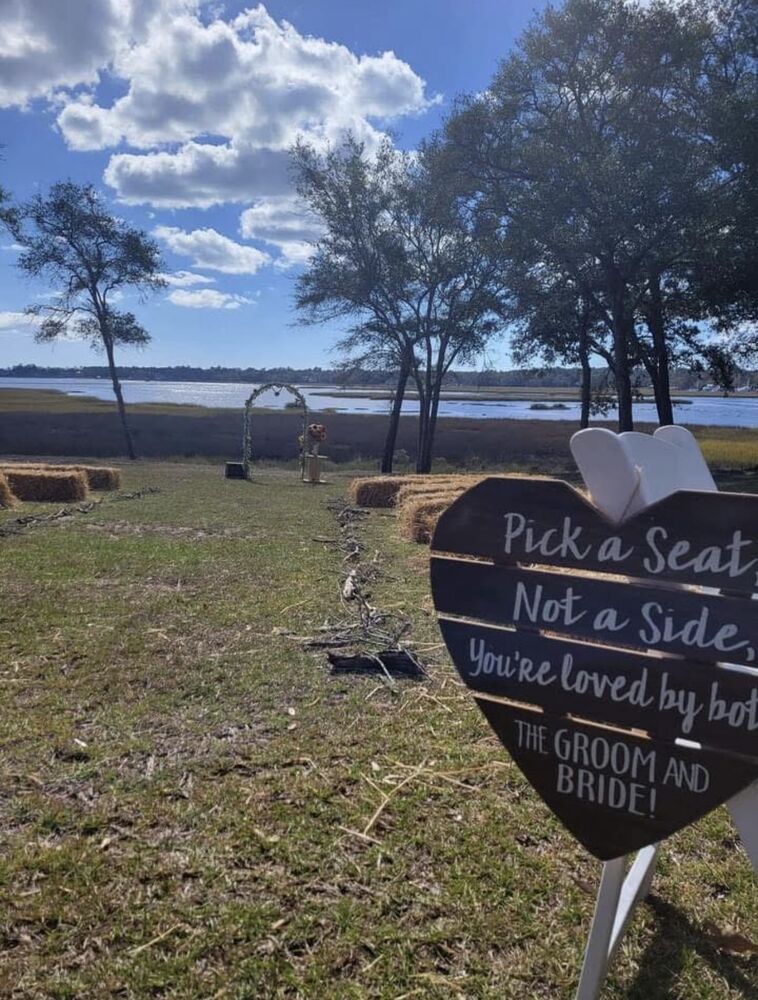 Waterfront ceremony setup at Cox Landing